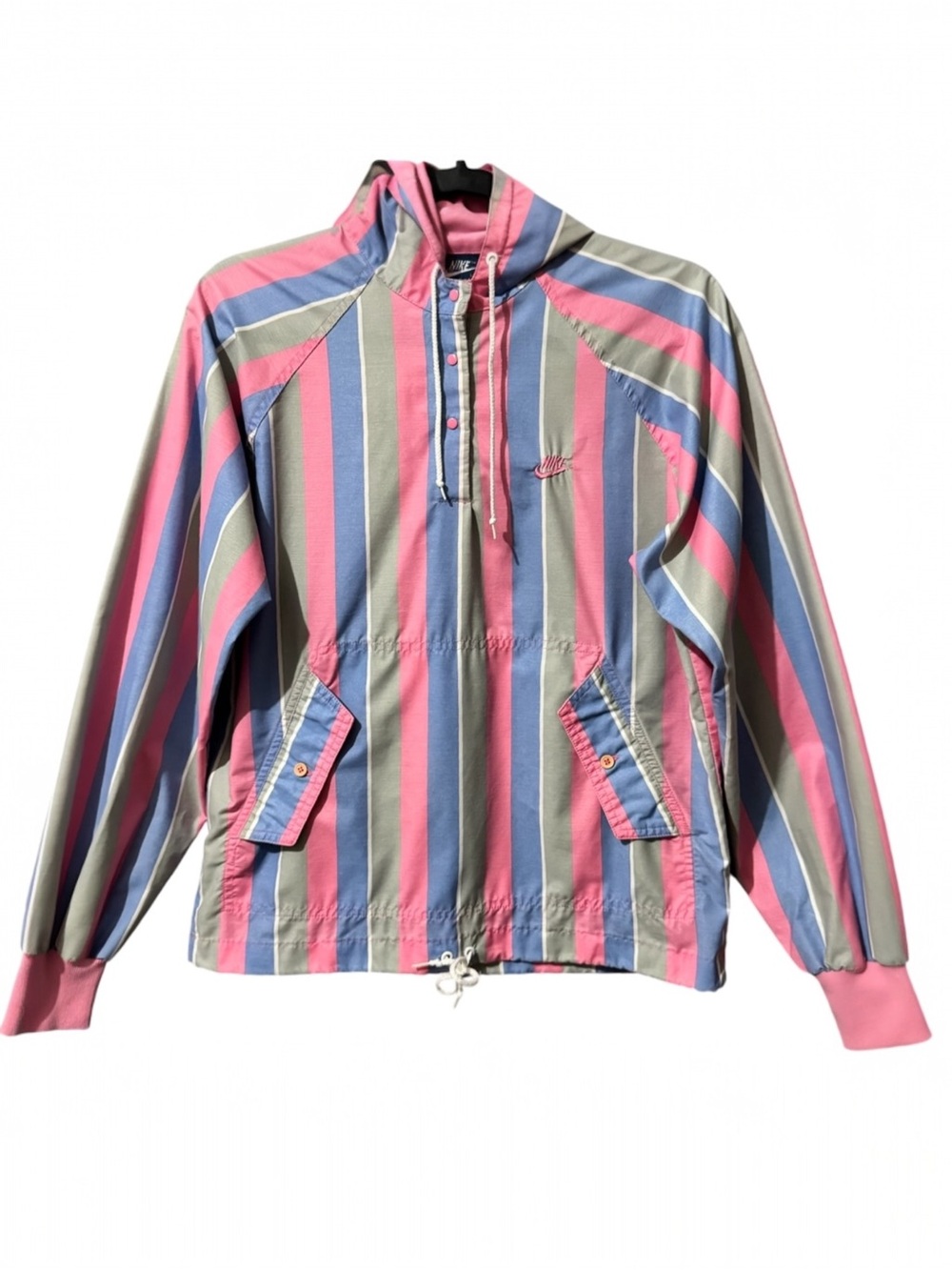 Vintage 90s Nike Windbreaker Jacket Made In USA Pink Blue Colorblock Womens M